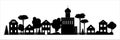 Small Town silhouette skyline horizontal banner black and white vector Royalty Free Stock Photo
