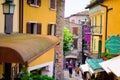 Small town street in Lake Garda Italy. Royalty Free Stock Photo