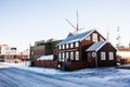 Small town of Stykkisholmur during winter snow