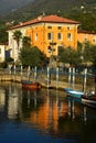 The small town Sulzano at Lago d`Iseo. Brescia, Lombardy, Italy Royalty Free Stock Photo