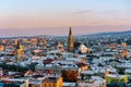 Small town under snow at sunset, Cluj-Napoca, Romania