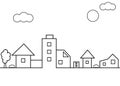 Small town vector silhouette with blank copy space. Village illustration Royalty Free Stock Photo