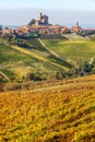 Small town and vineyards in Piedmont, Italy. Royalty Free Stock Photo