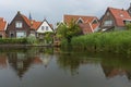 The small town of Volendam, on Markermeer Lake, northeast of Amsterdam, which is known for its colorful wooden houses and the old Royalty Free Stock Photo