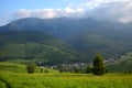 The small town Zdiar, surrounded by beautiful landscape and the Tatra mountains Royalty Free Stock Photo