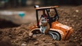 A small toy chipmunk or squirell sitting on top of a pile of dirt. AI generative image.