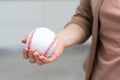 Small toy baseball isolated on white background Royalty Free Stock Photo