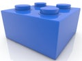 Small toy brick in blue on white Royalty Free Stock Photo