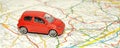 Small Toy Car On Road Map Royalty Free Stock Photo