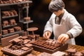 Small toy chocolatier making chocolates Royalty Free Stock Photo