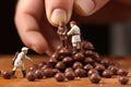 Small toy chocolatier making chocolates