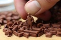 Small toy chocolatier making chocolates