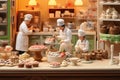 Small toy chocolatier making chocolates