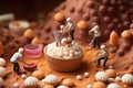 Small toy chocolatier making chocolates Royalty Free Stock Photo