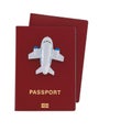 Small toy plane on top of two red passports Royalty Free Stock Photo