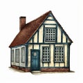 Cozy 16th Century House Vector Illustration In Edward Julius Detmold Style