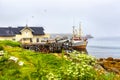 Small traditional fishing boat stands moored in Norway. Royalty Free Stock Photo