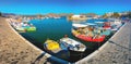 The small traditional harbor of Elounda at sunset, Crete Royalty Free Stock Photo