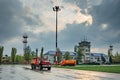 Small traffic control tower in provincial airport Royalty Free Stock Photo