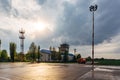 Small traffic control tower in provincial airport Royalty Free Stock Photo