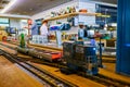 The small trains in Vytopna restaurant runs on railroad tracks bearing food and beverages to clients, on March 12 in Prague, Czech