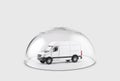 Transport white van car protected under a glass dome Royalty Free Stock Photo