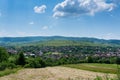 Small Transylvanian village at summertime , blue sky with white clouds