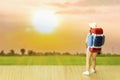 Small traveller figure for World Tourism Day background