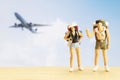 Small traveller figure for World Tourism Day background