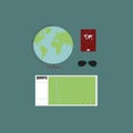 Small Traveller Set: Globe, Passport, Sunglasses and Map