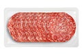 Small Tray Packaged of Presliced Salame Royalty Free Stock Photo