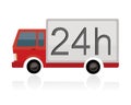 Small truck with 24h text on trailer Royalty Free Stock Photo