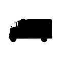 Small truck with van, black silhouette Royalty Free Stock Photo