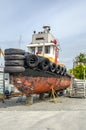Small Tug Boat Receiving Maintenance Royalty Free Stock Photo