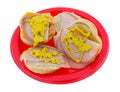 Small turkey sandwiches with mustard Royalty Free Stock Photo