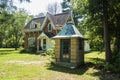 Small turret and a gardener house in the Manoir Papineau national park in Montebello Royalty Free Stock Photo