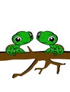 Small two pair of cartoon lizard on tree Royalty Free Stock Photo