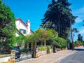 Small typical house in green and yellow portugal