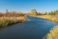 Ukrainian river Oril left inflow of Dnipro river at afternoon time in fall season Royalty Free Stock Photo