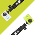 Small Ultra HD Action Cameras with Extensible Selfie Stick Monop