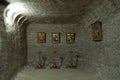 The small underground chapel in the salt mine of Soledar, Donbas, Ukraine Royalty Free Stock Photo