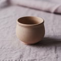 A small, unglazed ceramic pot with Royalty Free Stock Photo