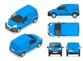 Small Van Car. car, template for car branding and advertising. Front, rear , side, top and isometry front and Royalty Free Stock Photo