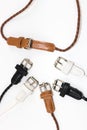 Small variety color fashion belt on white backdrop