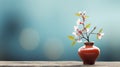 A small vase with a flower in it on top of table, AI Royalty Free Stock Photo