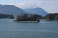 Small vegetated island in Sitka Sound, Alaska, United States Royalty Free Stock Photo