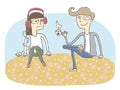 Small vignette illustration of a flirting couple Royalty Free Stock Photo