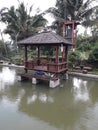 small villa built above a fish pond, suitable for family meals