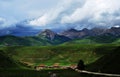 A small village below mountain in Tibet Royalty Free Stock Photo