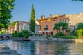 The small village of Borghetto Sul Mincio during sunset with the Royalty Free Stock Photo